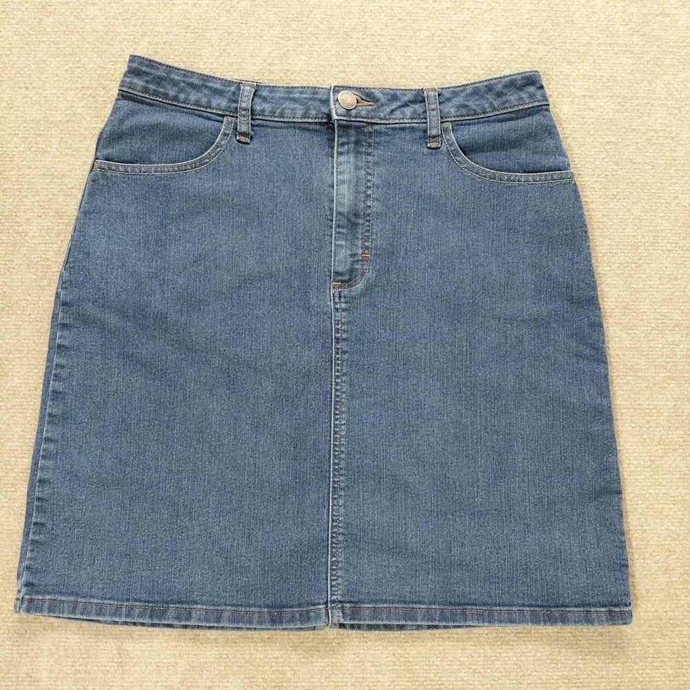 Lee Riders Mid Rise Casual Skirt Women's 12 med Skirt Blue Jean Denim Stretch